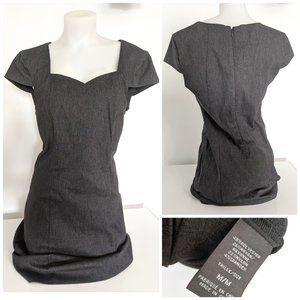 Dark Gray Stretch Midi Sweetheart Neckline Working Dress Sz M, NWOT